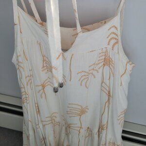 Beautiful white mini swing dress with tan palm trees